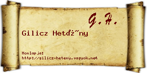 Gilicz Hetény névjegykártya